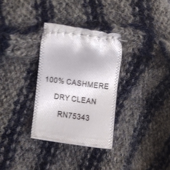 Laundry By Shelli Segal Grey Navy Striped Cashmere Cardigan With Hood Size XL - Picture 7 of 11